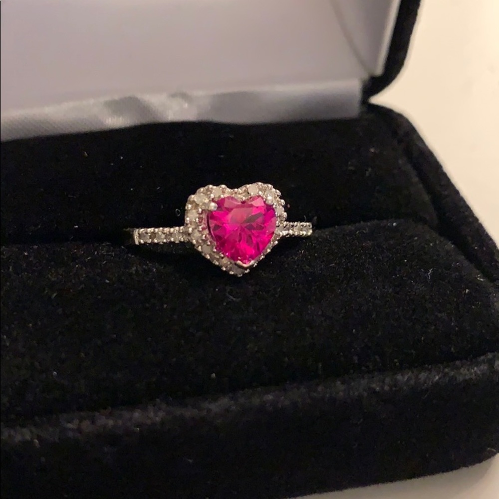 Lab-created Ruby Heart Ring KAY 1/10 ct diamonds
